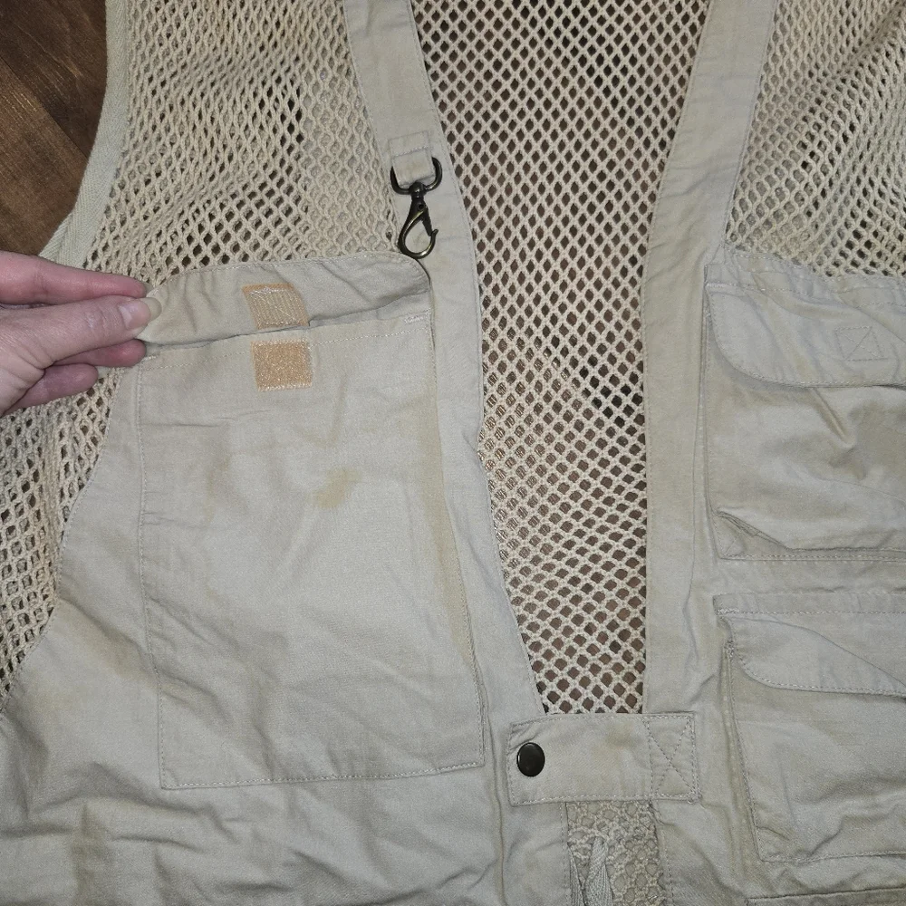 Vintage Safari Fishing Vest Khaki [Large] Pockets Sportsman Outdoorsman Camping